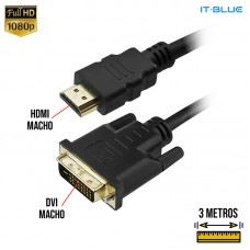 Cabo DVI x HDMI 3m LE-6626 It Blue